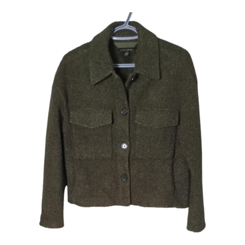 Banana Republic Sherpa Trucker Jacket Olive Green‎ Size Small Velour Lined